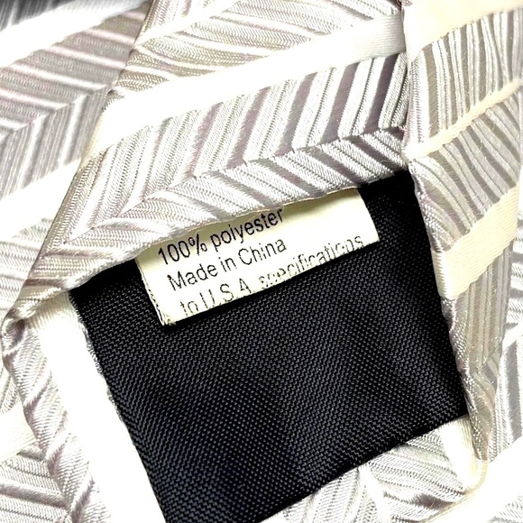 VESUVIO NAPOLI Silver White Neck Tie Pocket Square - Picture 6 of 7